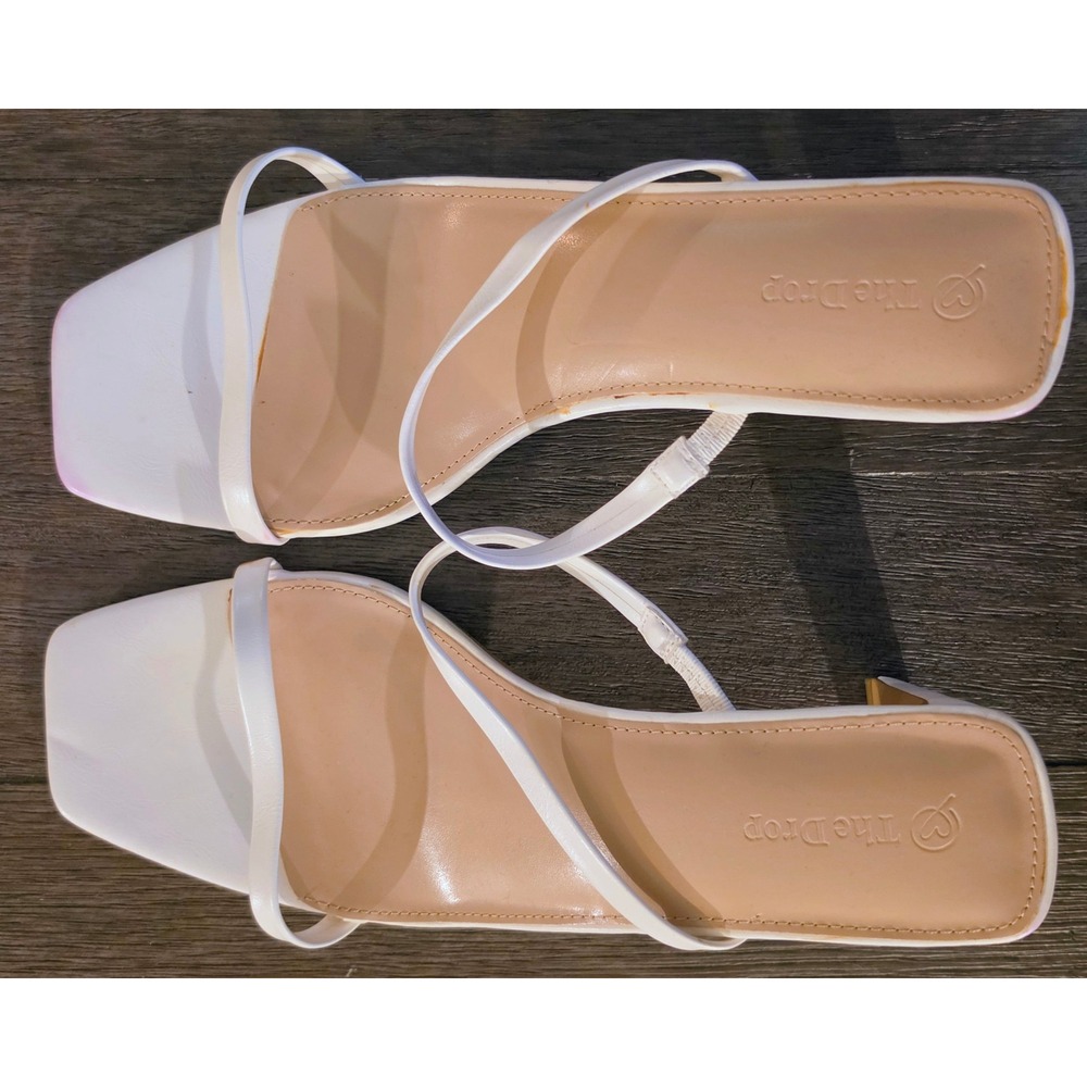 The Drop Women Beige Strappy Square Toe Block Heel Sandals Size 13